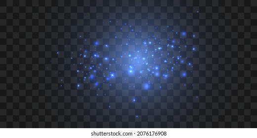 Glowing light effect with many glitter particles isolated on transparent background. Vector star cloud with dust.	