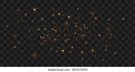 Glowing light effect with many glitter particles isolated on transparent background. Vector star cloud with dust.	