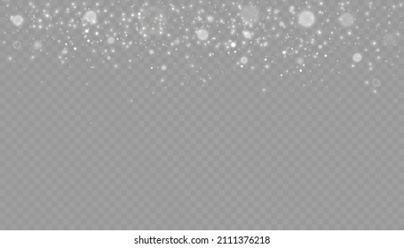 Efecto de luz brillante con muchas partículas de brillo aisladas sobre un fondo transparente. Nubes de estrellas vectoras con polvo.	
