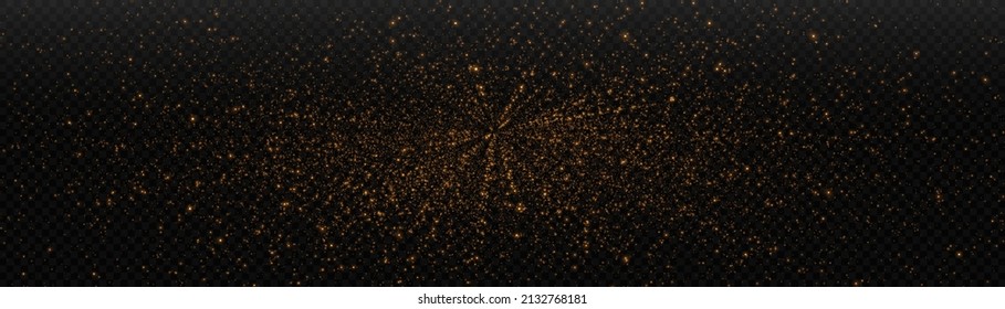 Glowing light effect with many glitter particles isolated on transparent background. Vector star cloud with dust.