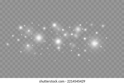 Glowing light effect with many glitter particles isolated on transparent background. Vector starry cloud