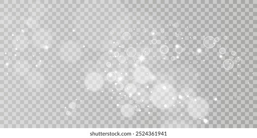 Glowing light effect with many glitter particles isolated on transparent background. Vector starry cloud with dust. Magic christmas decoration