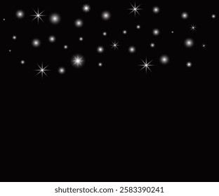 Glowing light effect with many glitter particles isolated on transparent background. Vector starry cloud with dust. Magic christmas decoration