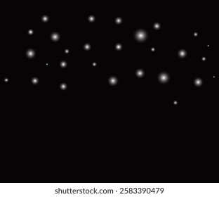 Glowing light effect with many glitter particles isolated on transparent background