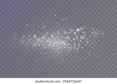 Glowing light effect with many glitter particles isolated on transparent background. Vector starry cloud with dust. Magic christmas decoration