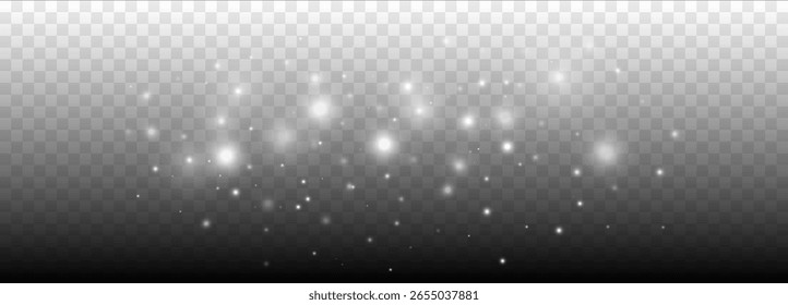 Glowing light effect with many glitter particles with transparency. Vector starry cloud with dust. Magic christmas decoration