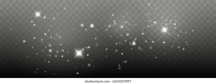 Efecto de luz brillante con muchas partículas de brillo con transparencia. Nube estrellada de Vector con polvo. Decoración mágica de la Navidad