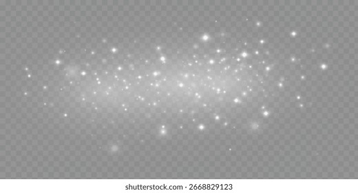 Efecto de luz brillante con muchas partículas de brillo con transparencia. Nube estrellada de Vector con polvo. Decoración mágica de la Navidad