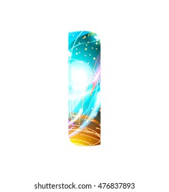 Glowing Light effect neon Font. Firework Color Design Text Symbols. Shiny letter I
