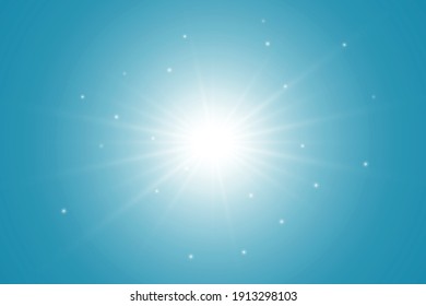 Glowing light effect on blue background. Sun shine.Vector illustration EPS10.