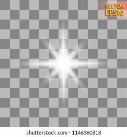 Glowing light effect on transparent background.