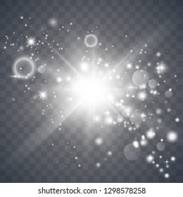 Glowing light effect on transparent background.Vector illustration EPS10