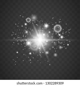 Glowing light effect on transparent background.Vector illustration 