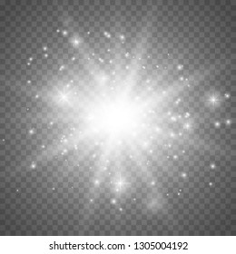Glowing light effect on transparent background.Vector illustration 