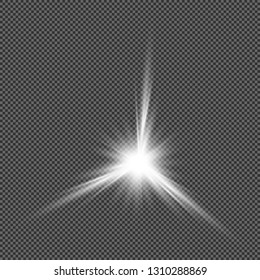 Glowing light effect on transparent background.