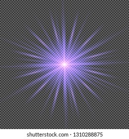 Glowing light effect on transparent background.