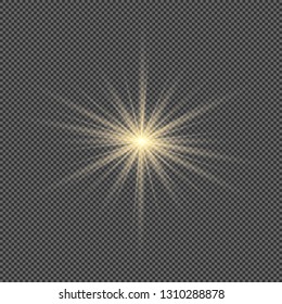 Glowing light effect on transparent background.