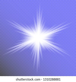 Glowing light effect on transparent background.