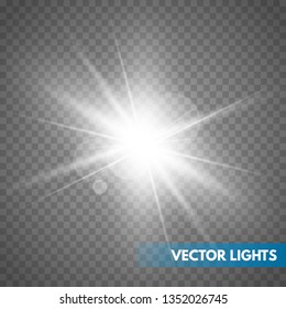 Glowing light effect on transparent background.Vector illustration EPS10..