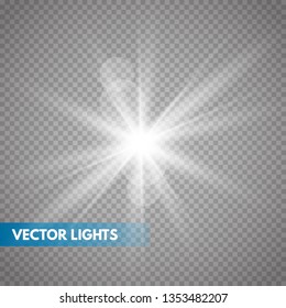 Glowing light effect on transparent background.Vector illustration EPS10..