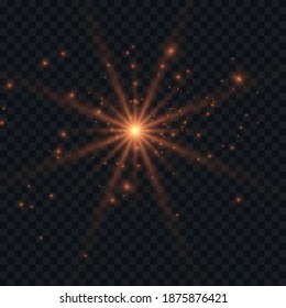 Glowing light effect on transparent background. Vector illustration EPS10.