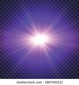 Glowing light effect on transparent background. Vector illustration EPS10.