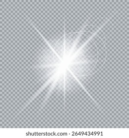 Glowing light effect on transparent background.