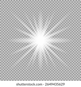 Glowing light effect on transparent background.