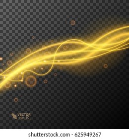 Glowing light effect on transparent background, vector neon lines