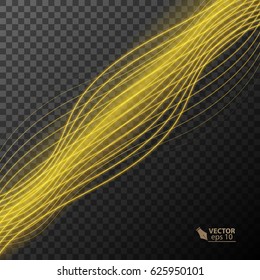 Glowing light effect on transparent background, vector neon lines