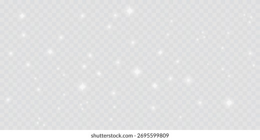 Efeito de luz brilhante com partículas cintilantes em um fundo transparente. O pó cintilante branco cria um brilho mágico e festivo — vetor perfeito para decorações de Natal e efeitos especiais.