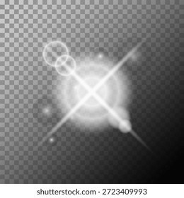 Efecto de luz brillante con destellos y destellos de lente aislados sobre fondo transparente, superposición de brillo brillante Abstractas, explosión de luz brillante, destello de energía, efecto de brillo mágico, luz de estrella, decoración y efectos visuales