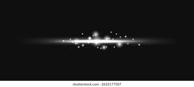 Glowing light effect with sparkles on a dark background. Bright light beam with sparkles. Light and sparkles create a magical, glowing effect. Spotlight effect vector.