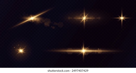 Glowing light effect. Sparkling glare of bright flash with vivid shimmering light. Vector illustration.
