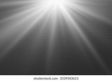 Glowing light effect, sparkling glare of a bright flash. Vector illustration