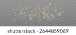 Glowing light effect, sparkling gold dust, abstract on transparent gold background, vector of bright shimmering stars , bokeh , Christmas background.