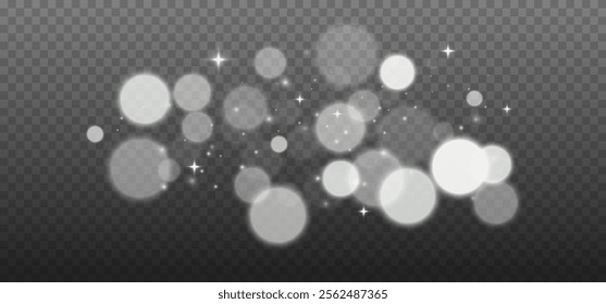Glowing light effect, sparkling gold dust, abstract on transparent gold background, vector of bright shimmering stars , bokeh , Christmas background.