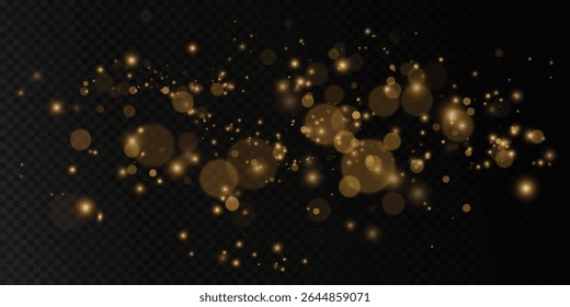 Efeito de luz brilhante, poeira de ouro cintilante, abstrata sobre fundo de ouro transparente, vetor de estrelas cintilantes brilhantes , bokeh , fundo de Natal.