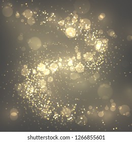 Glowing light effect, sparkling golden glittering abstract festive background