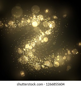 Glowing light effect, sparkling golden glittering abstract festive background