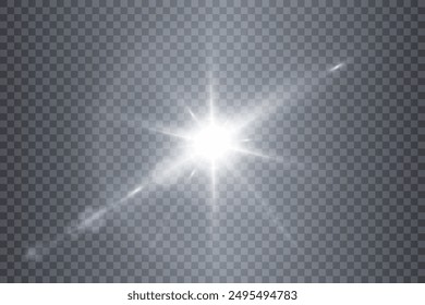 Glowing light effect. Sparkling highlights of a bright flash with a bright flickering shimmer. Vector illustration.	
