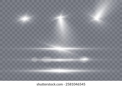 Glowing light effect. Sparkling highlights of a bright flash with a bright flickering shimmer. Vector illustration.