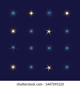 Glowing light effect star. Sparkle lights vector