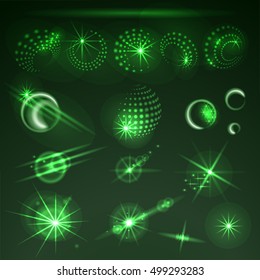 Glowing light effect stars bursts with sparkles. Vector.