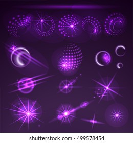 Glowing light effect stars bursts with sparkles. Vector.