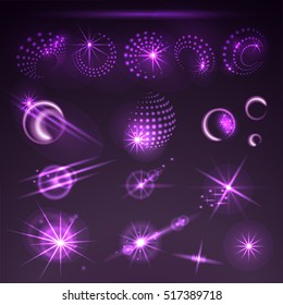 Glowing light effect stars bursts with sparkles. Vector.