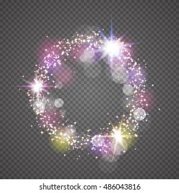 Glowing light effect. Transparent stars, lightning flare.Vector illustration