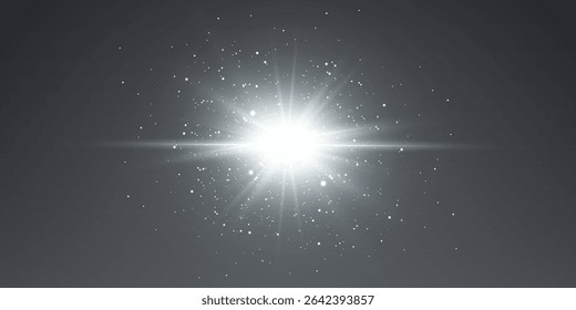 Glowing light effect of white star explosion.