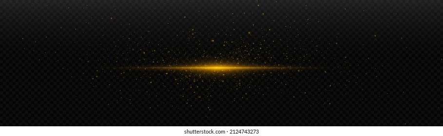 Glowing light effect in yellow gold color with lots of shiny particles isolated on dark background. Vector star cloud with dust.