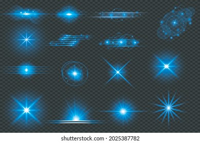 Glowing light effects collection isolated on transparent. Optical flare objects.Vector EPS 10 